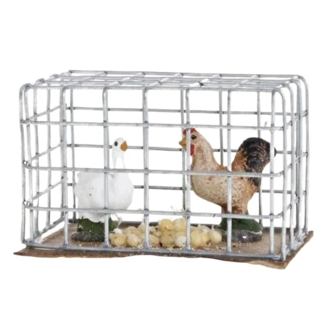 Gabbietta con galline per pastori da 7 a 12 cm