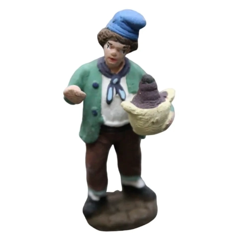 Uomo con damigiana di vino in terracotta 4 cm