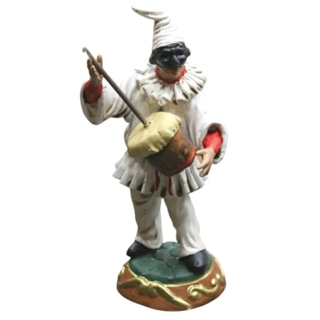 Pulcinella in terracotta con putipù 15 cm