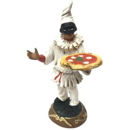 Pulcinella in terracotta con pizza 15 cm
