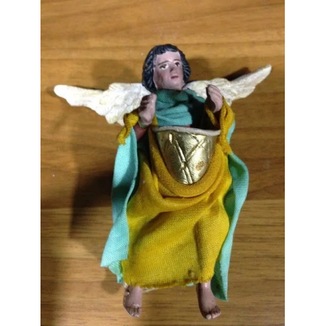Angelo pastore vestito in stoffa 10 cm |Pastori napoletani del presepe