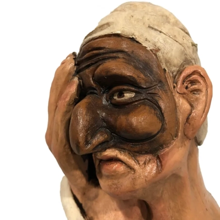 Pulcinella in porcellana di capodimonte con tamburello 16 cm