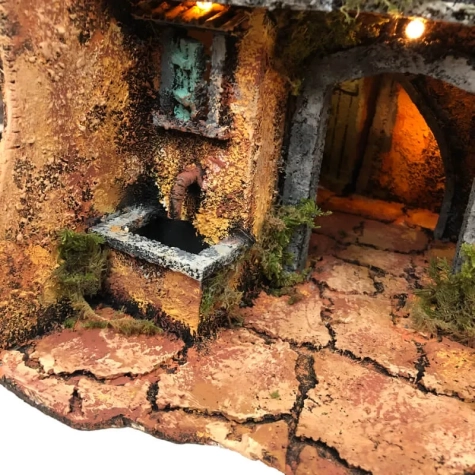 Presepe angolare napoletano con forno e luci 25 cm 2