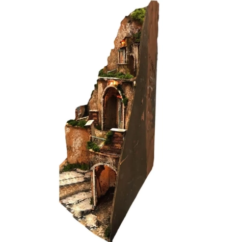 Presepe angolare in sughero con luci 45 cm 2