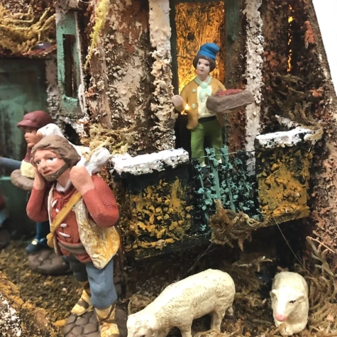 Presepe angolare con pastori e luci 45 cm 2