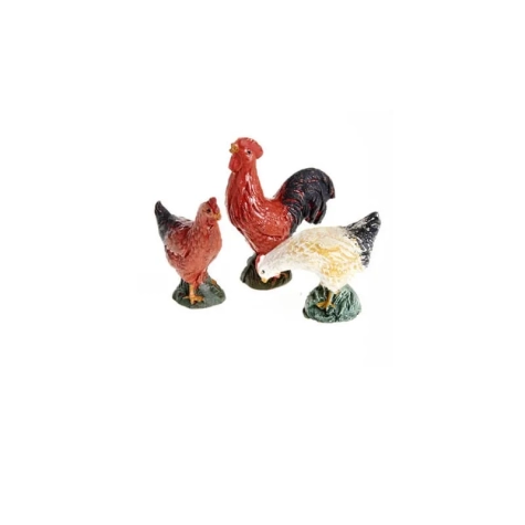 Tris di galline in terracotta 7 cm