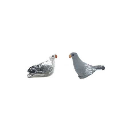 Piccione e uccellino in terracotta per pastori da 7 a 12 cm