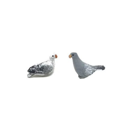 Piccione e uccellino in terracotta per pastori da 7 a 12 cm