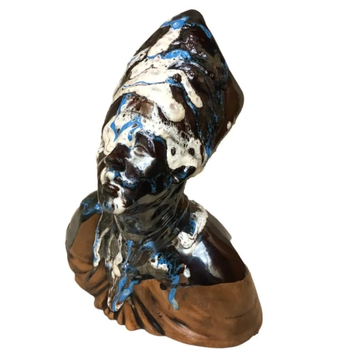 Busto di San Gennaro antico sfumato in ceramica 23 cm