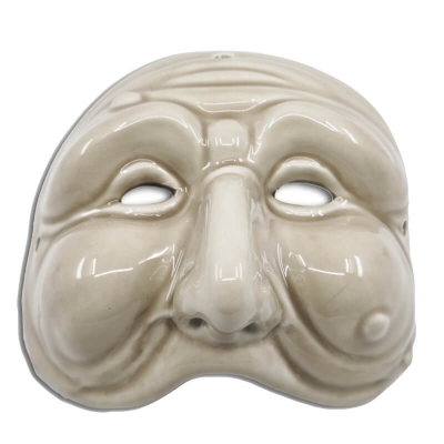 Maschera di Pulcinella bianco antico 13 cm