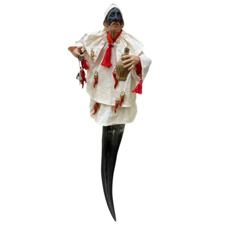 Gobbocorno con vestiti di stoffa ed occhi in vetro 50 cm