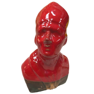 Busto antico di San Gennaro rosso in terracotta 15 cm