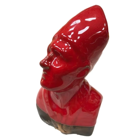 Busto antico di San Gennaro rosso in terracotta 15 cm