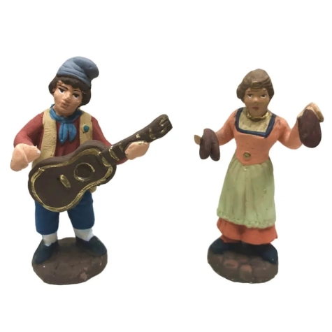Coppia di suonatori in terracotta 7 cm