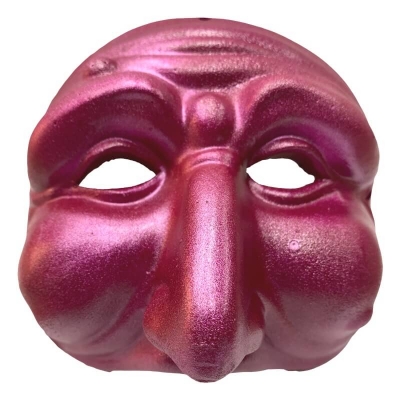 Maschera di Pulcinella fucsia metalizzato 13 cm