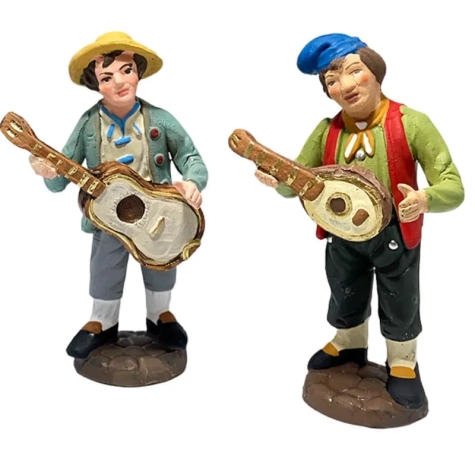 Coppia di suonatori in terracotta 10 cm