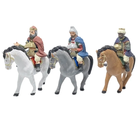 Re Magi a cavallo in terracotta 10 cm