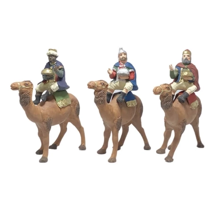 Re Magi a cammello in terracotta 10 cm