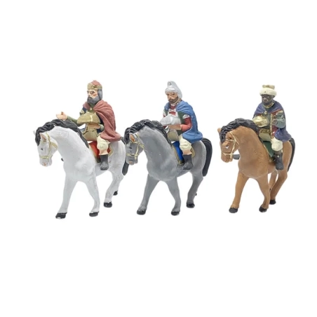 Re Magi a cavallo in terracotta 7 cm