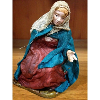 Madonna in terracotta con vestiti di stoffa 12 cm