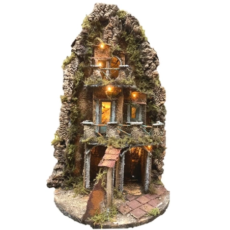 Presepe in sughero con luci 50 cm
