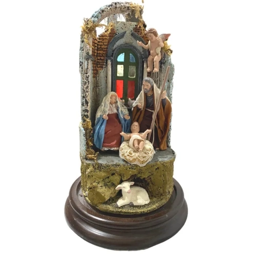 Campana da 40 cm con natività in terracotta da 10 cm