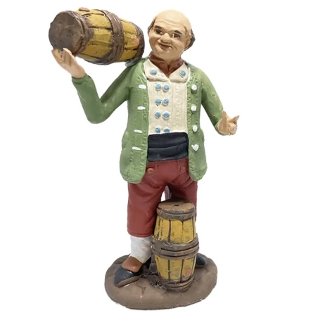 Uomo con botti di vino in terracotta 12 cm
