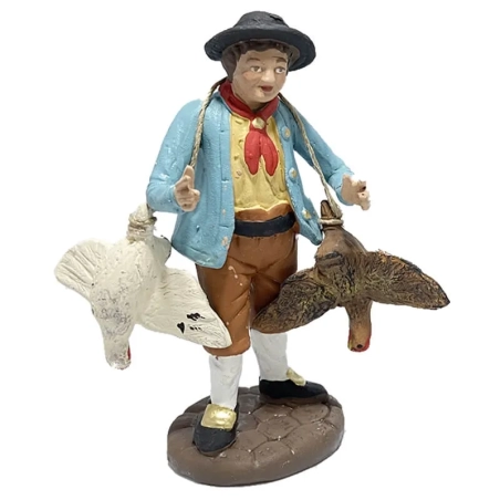 Contadino con galline in terracotta 12 cm
