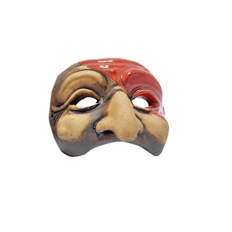 Maschera di Pulcinella stilizzata  in terracotta 7 cm