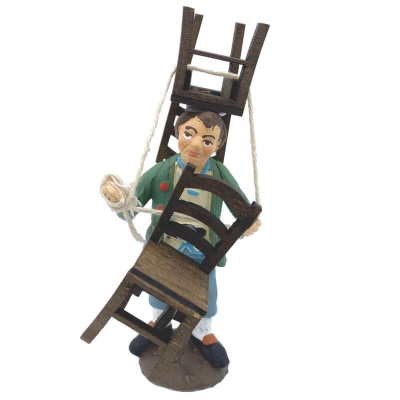 Uomo ambulante che vende sedie in terracotta 10 cm