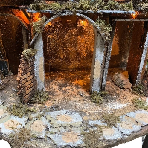 Presepe artigianale napoletano con luci 70 cm