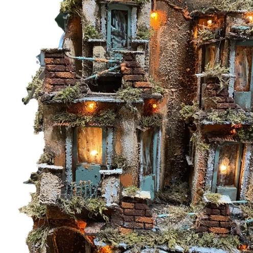 Presepe artigianale napoletano con luci 70 cm