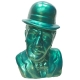 Busto Totò verde metalizzato in terracotta 20 cm