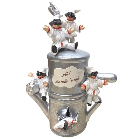Caffettiera moka con pulcinella 15 cm