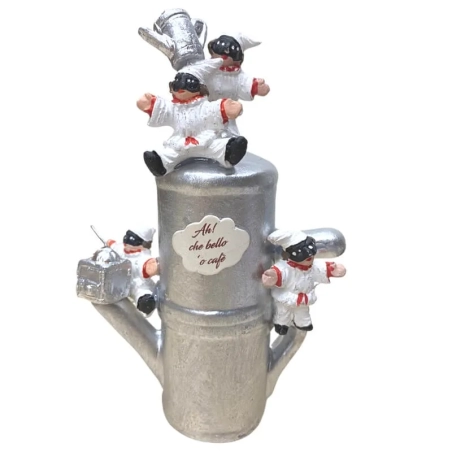 Caffettiera moka con pulcinella 10 cm