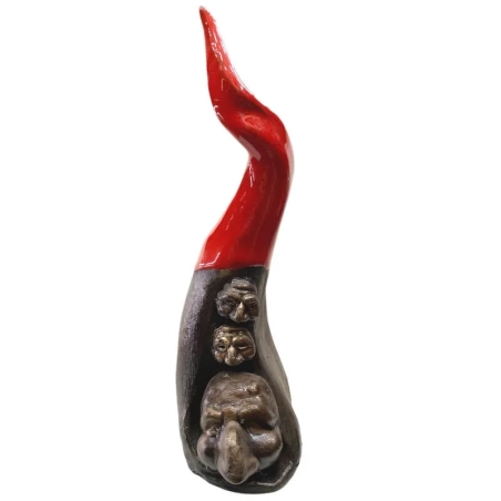 Corno Pulcinella mezza luna in ceramica da tavolo 20 cm