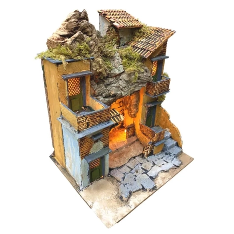 Presepe napoletano stile 700 in sughero con luci 29 cm 2