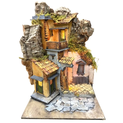 Presepe napoletano stile 700 con tempio e luci 29 cm 2