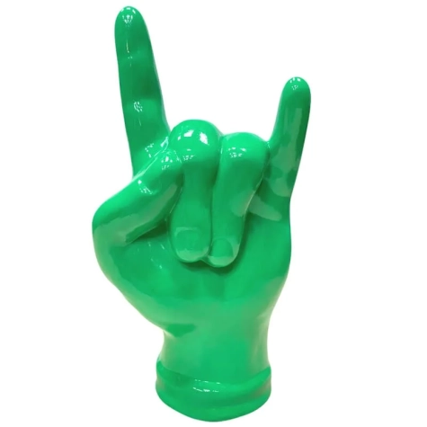 Corna mano portafortuna verde in terracotta