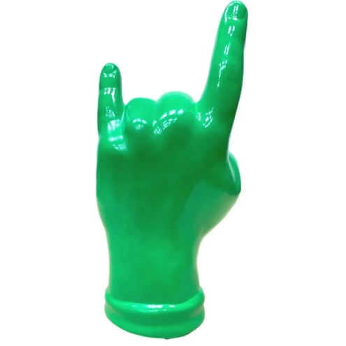 Corna mano portafortuna verde in terracotta