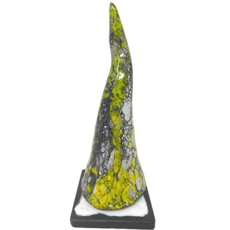 Corno in ceramica giallo multicolor da tavolo 19 cm