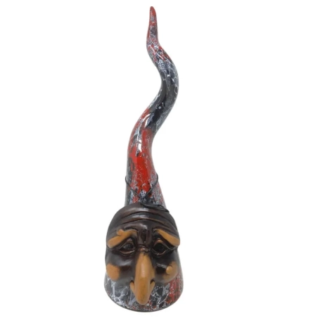 Corno rossonero con maschera di pulcinella in ceramica da tavolo 40 cm