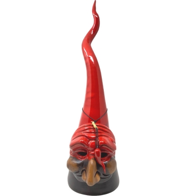 Corno rosso con maschera di pulcinella in ceramica da tavolo 60 cm
