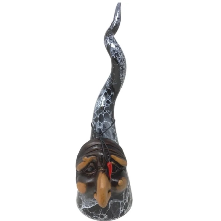 Corno fumo multicolore con maschera di pulcinella in ceramica da tavolo 50 cm