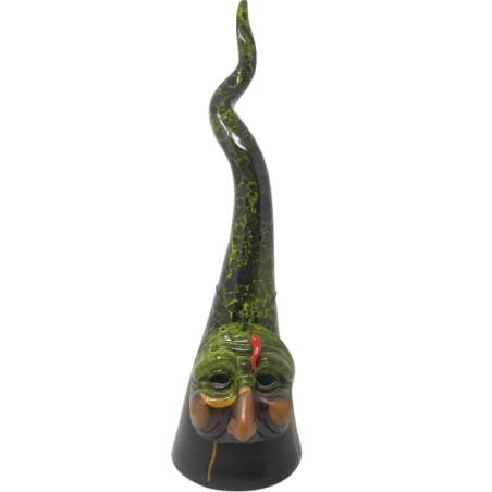 Corno verde nero con maschera di pulcinella in ceramica da tavolo 50 cm
