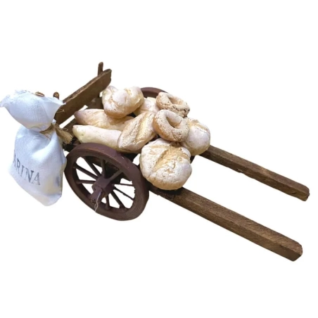 Carretto napoletano con pane per pastori da 7 a 10 cm