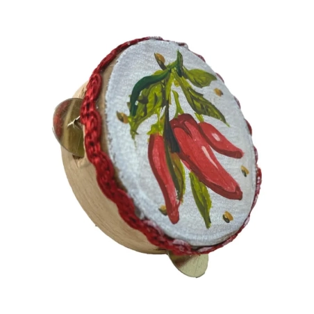 Tamburello con dipinto dei peperoncini 4.5 cm