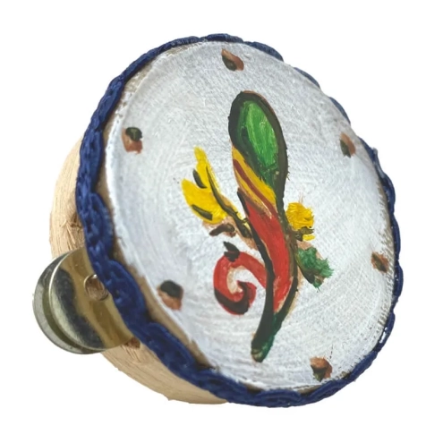 Tamburello da 4.5 cm con dipinto dell'asso di bastoni