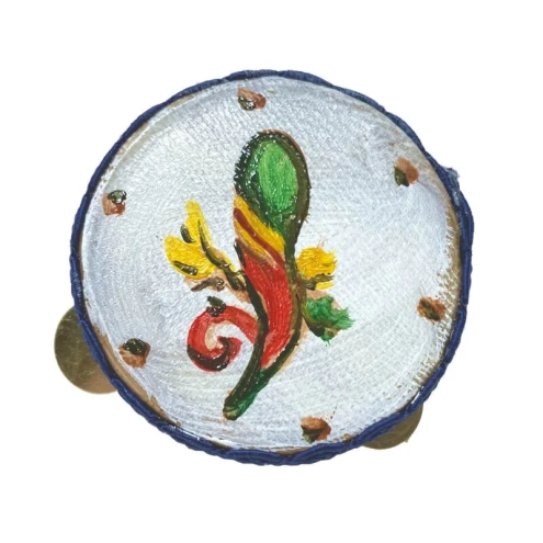 Tamburello da 4.5 cm con dipinto dell'asso di bastoni