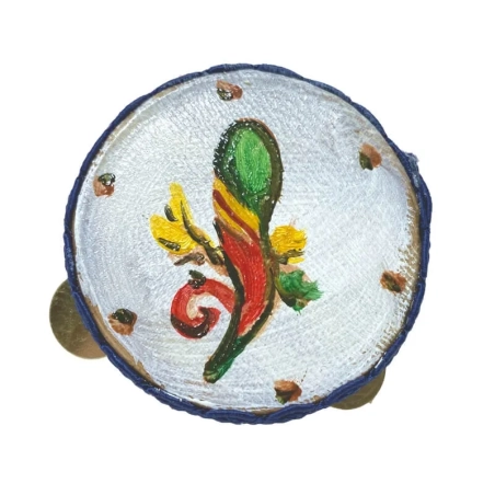 Tamburello da 4.5 cm con dipinto dell'asso di bastoni